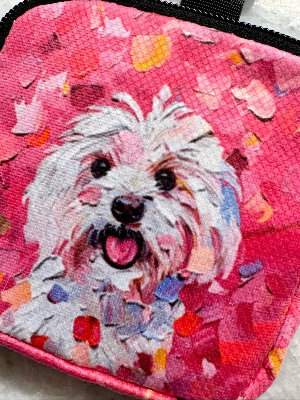New Maltese Pink Zip Bag Dog Walk Treat Accessory Pouch w/ Clip & Charm - 4”x4”
